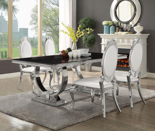 Antoine 5-piece Rectangular Dining Set Creamy White and Chrome image