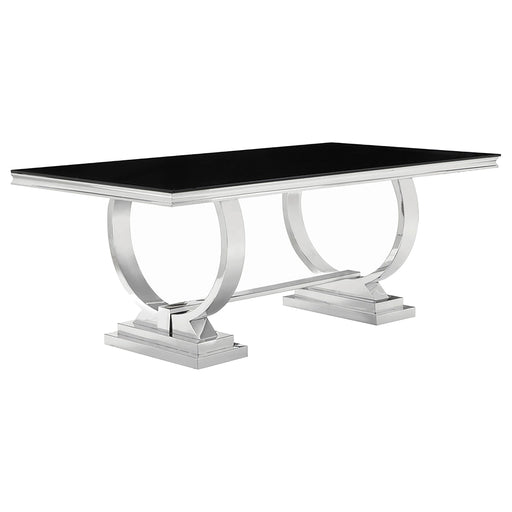 Antoine Rectangular Dining Table Chrome and Black image