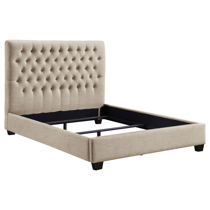 Chloe Tufted Upholstered Queen Bed Oatmeal image