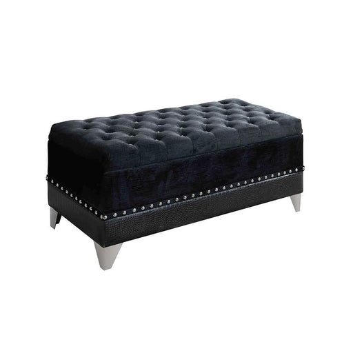 Barzini Tufted Rectangular Trunk with Nailhead Black image