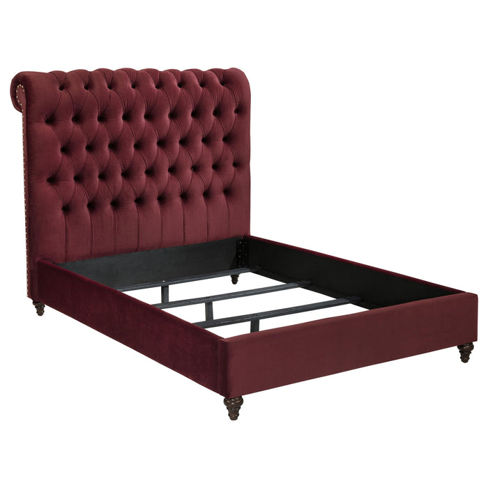 Devon Bedroom Set Wine Red and Dark Oak