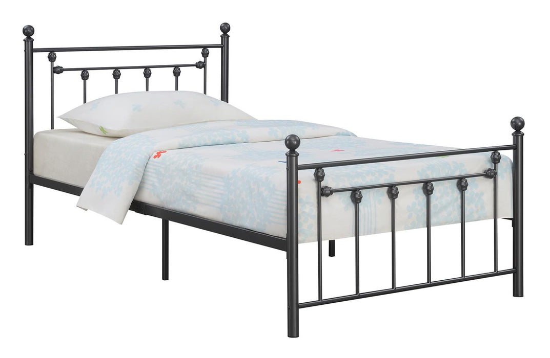 Canon Twin Metal Slatted Headboard Platform Bed - Gunmetal image