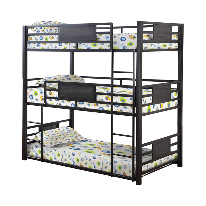 Rogen Twin Triple Bunk Bed Dark Bronze image