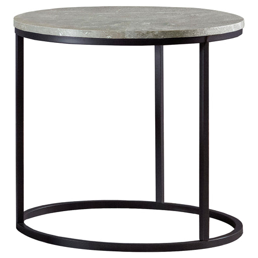 Lainey Faux Marble Round Top End Table Grey and Gunmetal image