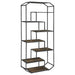 Leland 6-shelf Bookcase Rustic Brown and Dark Grey image