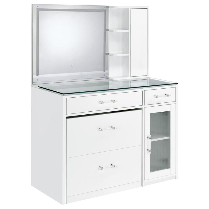 Flora 2-drawer Vanity Set with LED Mirror High Gloss