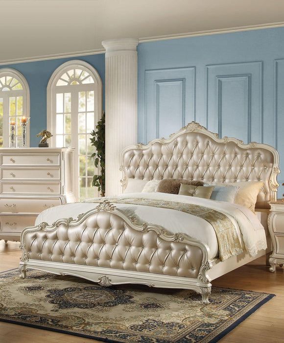 Acme Chantelle California King Bed with Button Tufted Panels in Pearl White 23534CK image