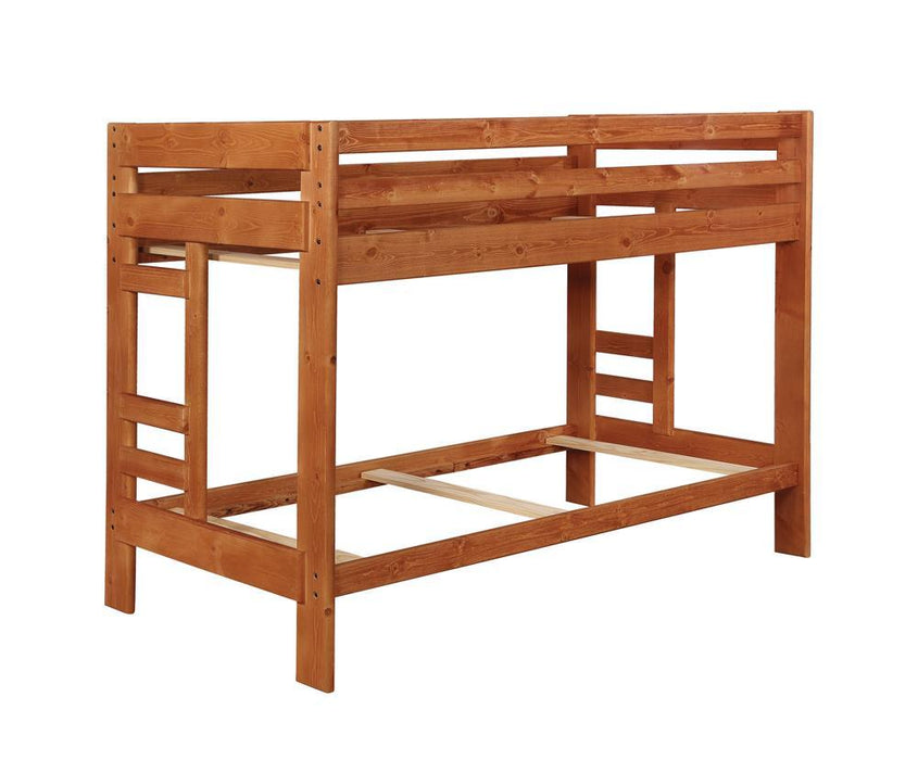 Wrangle Hill Twin Over Twin Bunk Bed Amber Wash