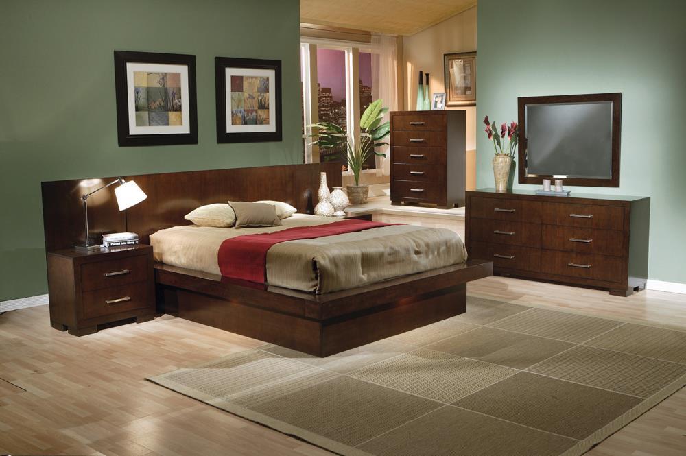 Jessica Eastern King Platform Bed with Rail Seating Cappuccino