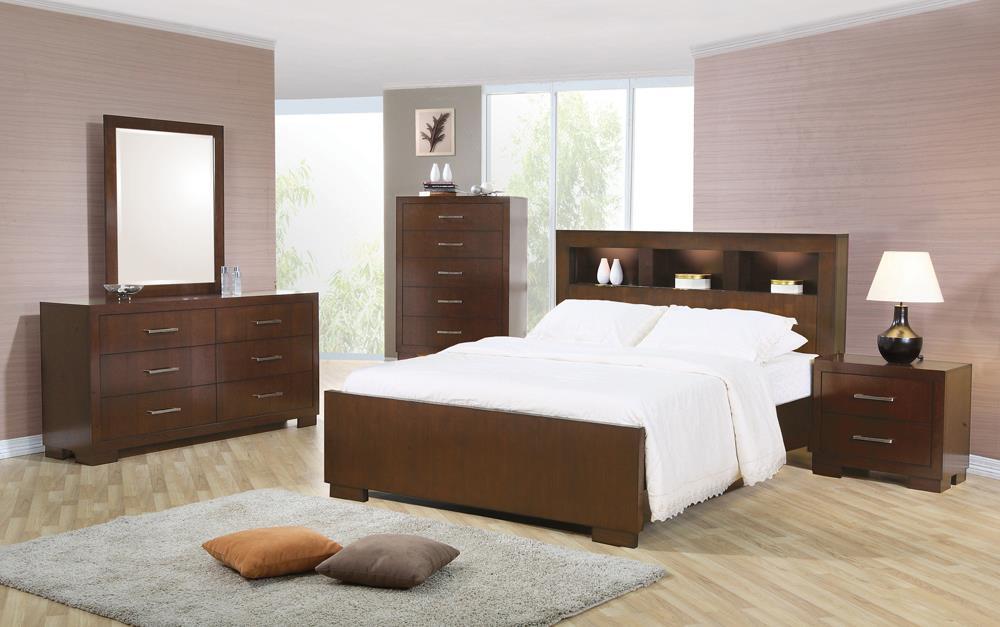 Jessica Queen Bed with Storage Headboard Cappuccino