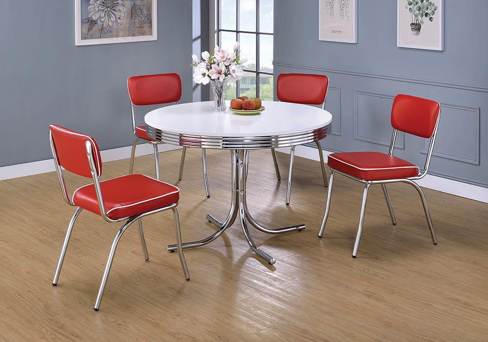 Retro Open Back Side Chairs Red and Chrome (Set of 2)