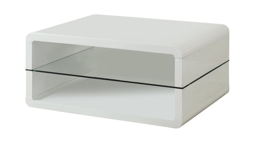 Elana Rectangle 2-shelf Coffee Table Glossy White