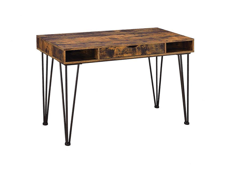 Olvera 1-drawer Writing Desk Antique Nutmeg and Dark Bronze