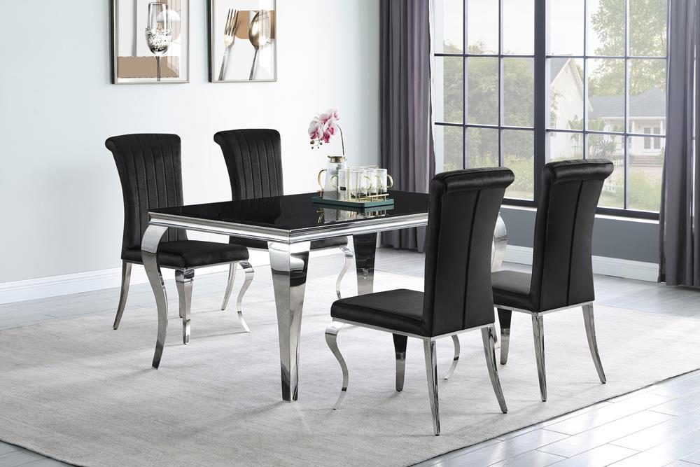 Betty Upholstered Side Chairs Black and Chrome (Set of 4)