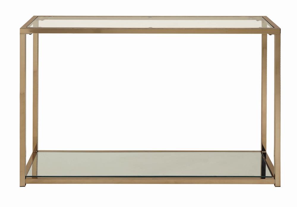 Cora Sofa Table with Mirror Shelf Chocolate Chrome