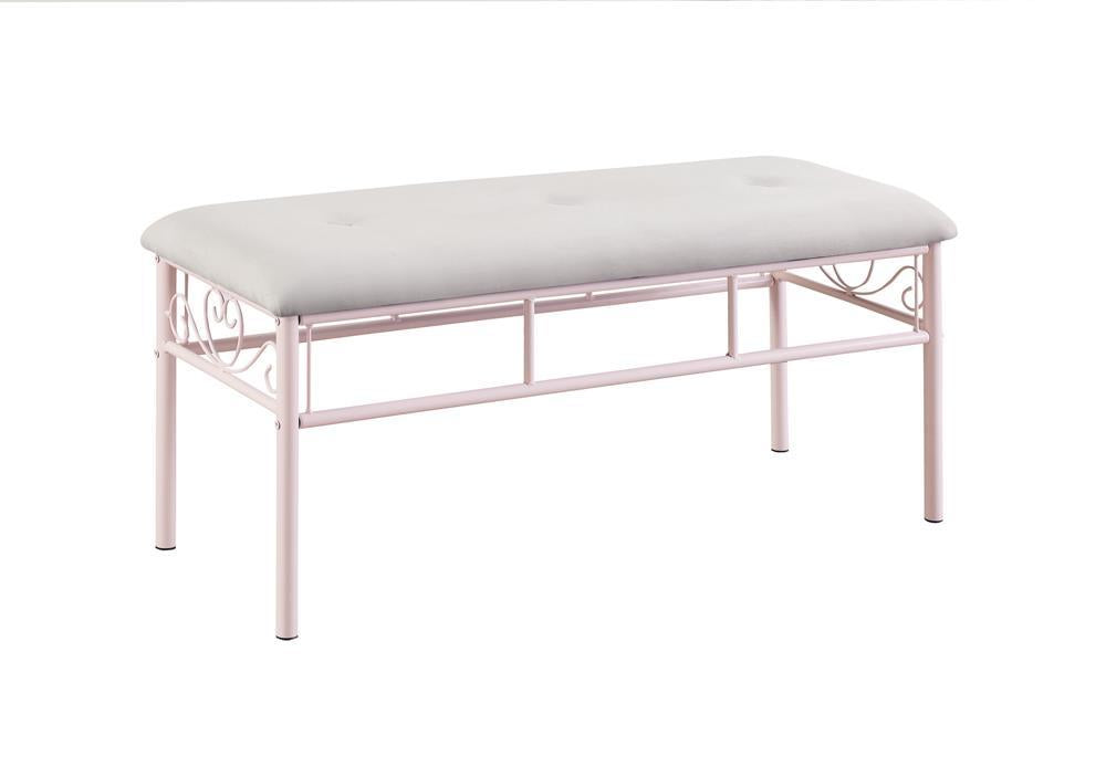 Massi Tufted Upholstered Bench Powder Pink