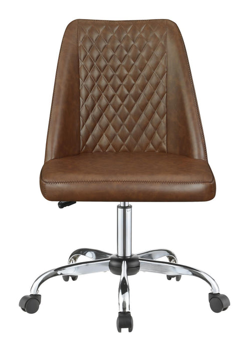 Althea Upholstered Tufted Back Office Chair Brown and Chrome