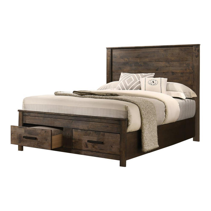 Woodmont Queen Storage Bed Rustic Golden Brown