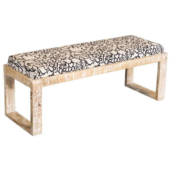 Aiden Sled Leg Upholstered Accent Bench Black and White