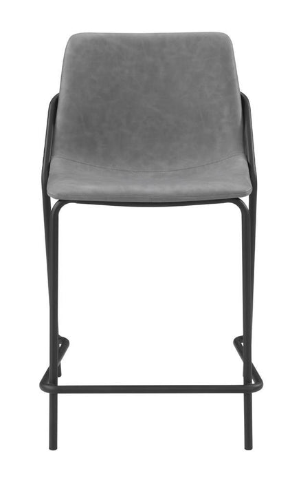 Earnest Solid Back Upholstered Counter Height Stools Grey and Black (Set of 2)