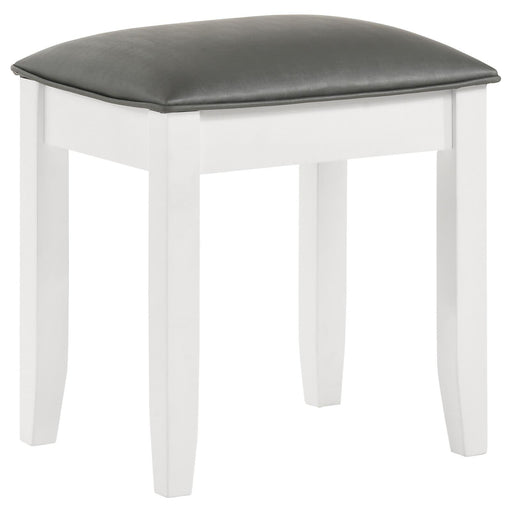 Felicity Upholstered Vanity Stool Metallic and Glossy White image