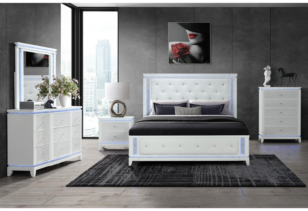 ALINA WHITE QUEEN BED GROUP WITH LED image