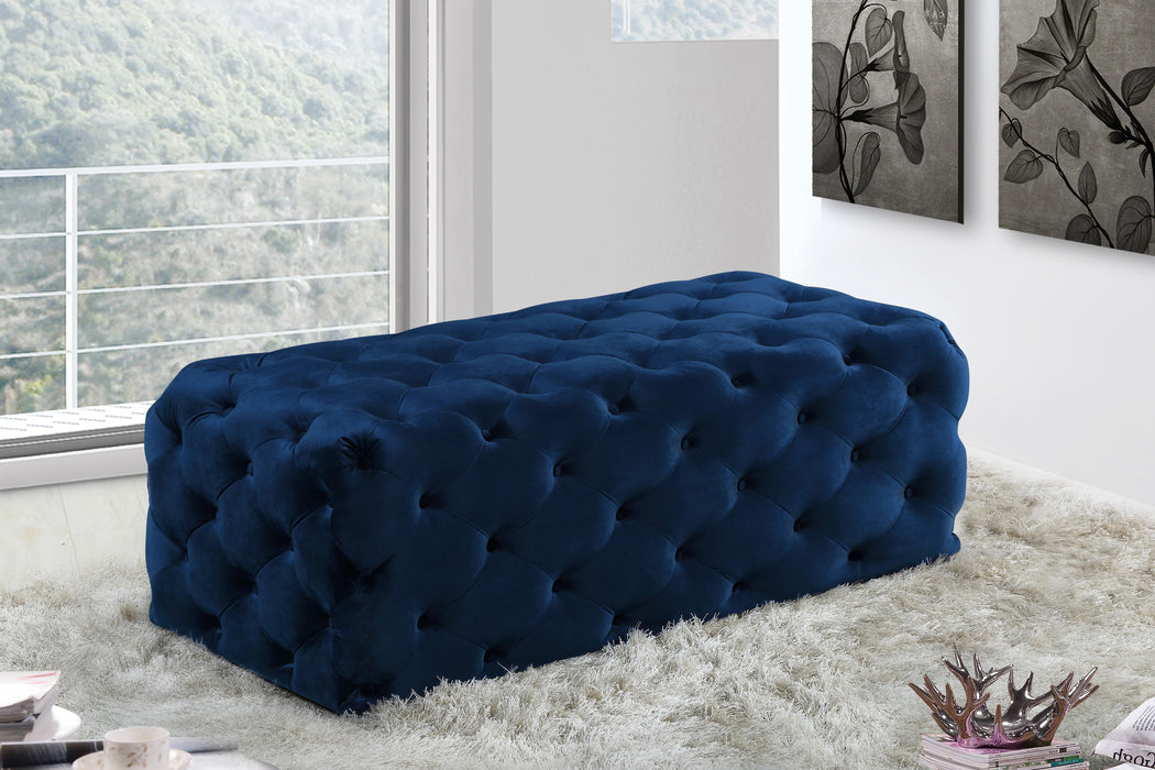 Casey Navy Velvet Ottoman/Bench