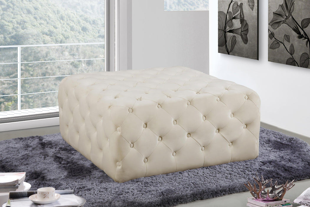 Ariel Cream Velvet Ottoman/Bench