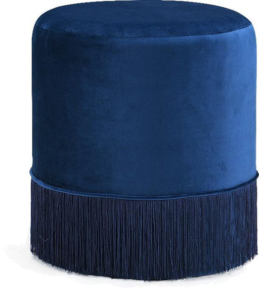 Teddy Navy Velvet Ottoman/Stool image