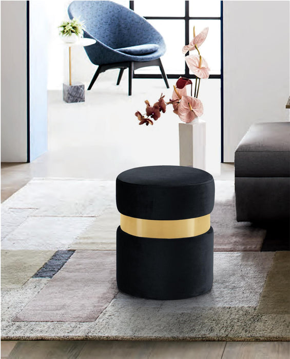 Hailey Black Velvet Ottoman/Stool