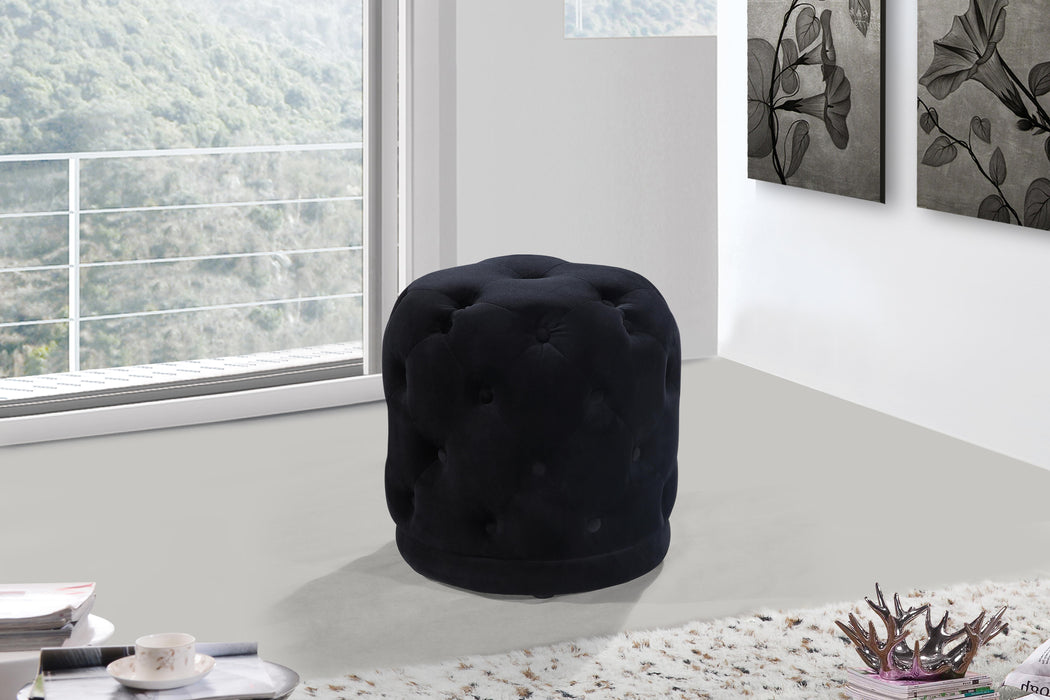 Harper Black Velvet Ottoman/Stool