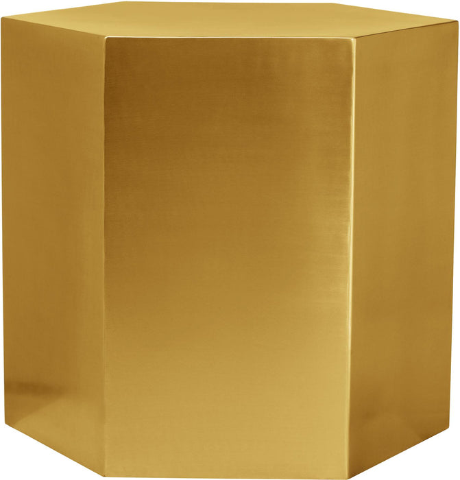 Hexagon Brushed Gold End Table