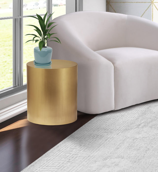 Cylinder Brushed Gold End Table