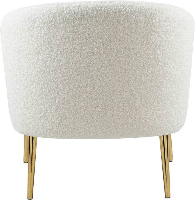 Barlow White Faux Sheepskin Fur Accent Chair