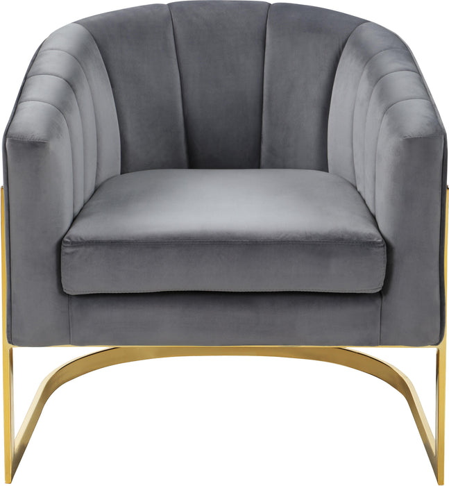 Carter Grey Velvet Accent Chair