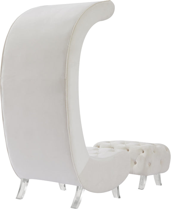 Crescent Cream Velvet Accent Chair