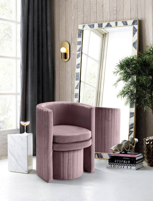 Selena Pink Velvet Accent Chair and Ottoman Set