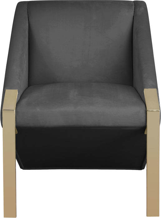 Rivet Grey Velvet Accent Chair