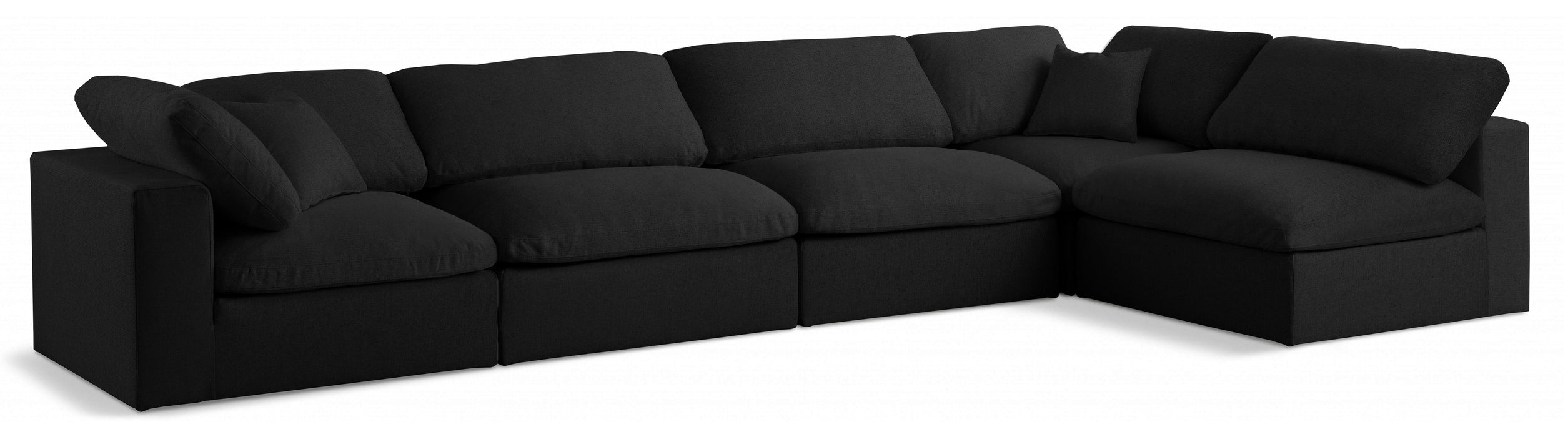 Serene Black Linen Fabric Deluxe Cloud Modular Sectional