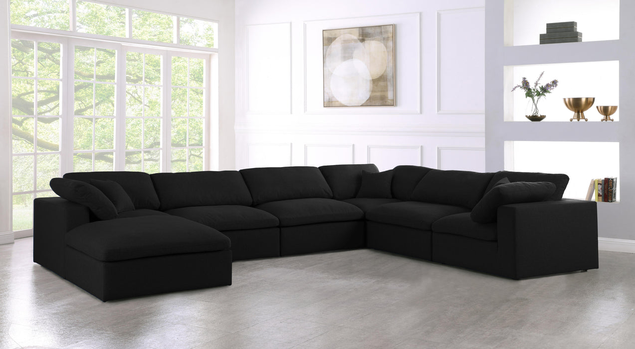 Serene Black Linen Fabric Deluxe Cloud Modular Sectional