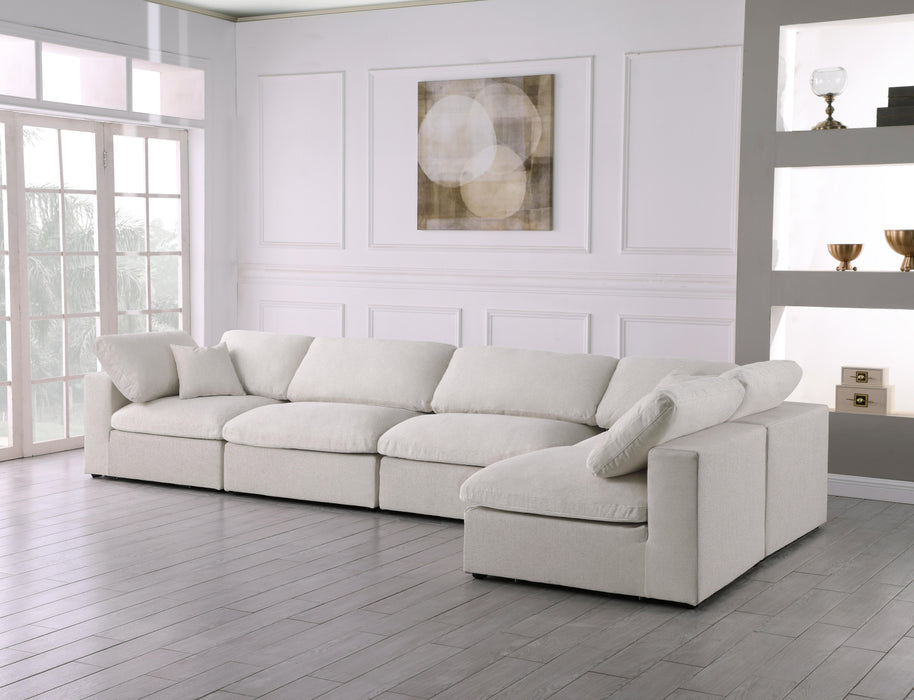 Serene Cream Linen Fabric Deluxe Cloud Modular Sectional