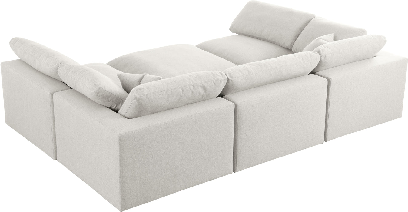 Serene Cream Linen Fabric Deluxe Cloud Modular Sectional