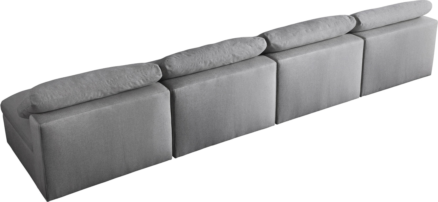 Serene Grey Linen Fabric Deluxe Cloud Modular Armless Sofa