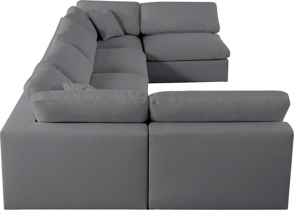 Serene Grey Linen Fabric Deluxe Cloud Modular Sectional