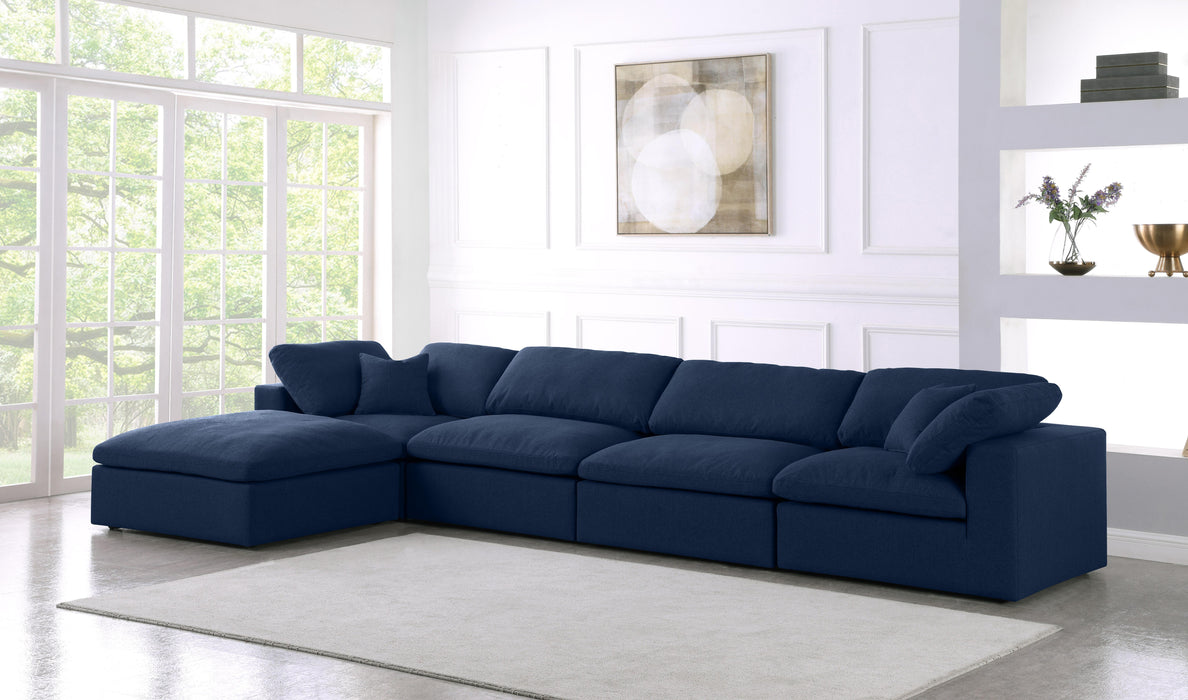 Serene Navy Linen Fabric Deluxe Cloud Modular Sectional