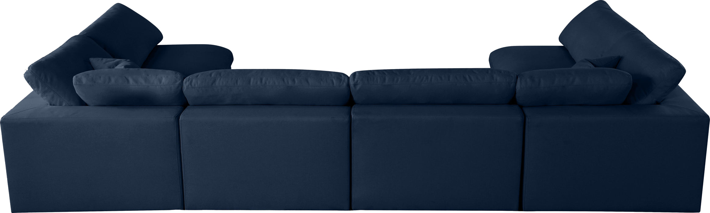 Serene Navy Linen Fabric Deluxe Cloud Modular Sectional