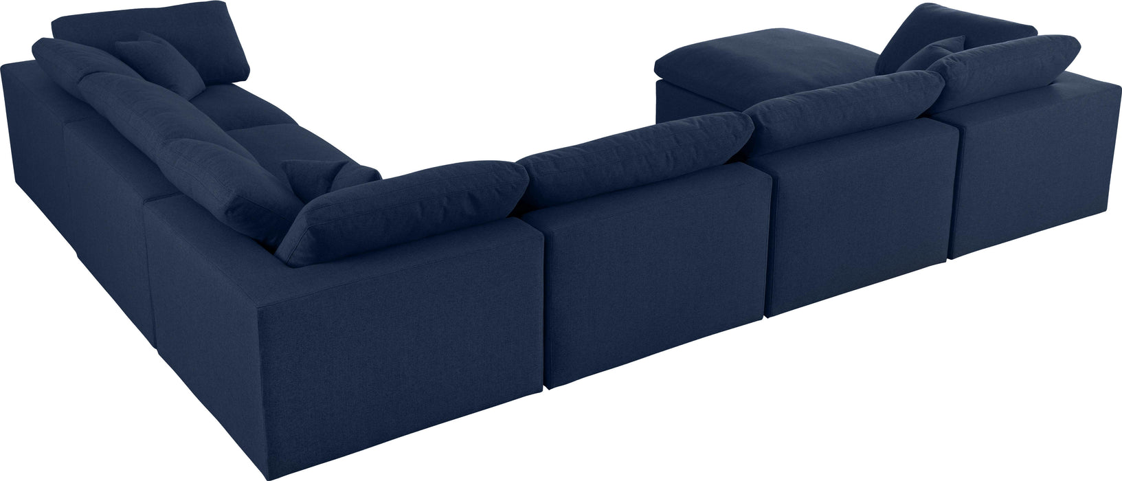 Serene Navy Linen Fabric Deluxe Cloud Modular Sectional