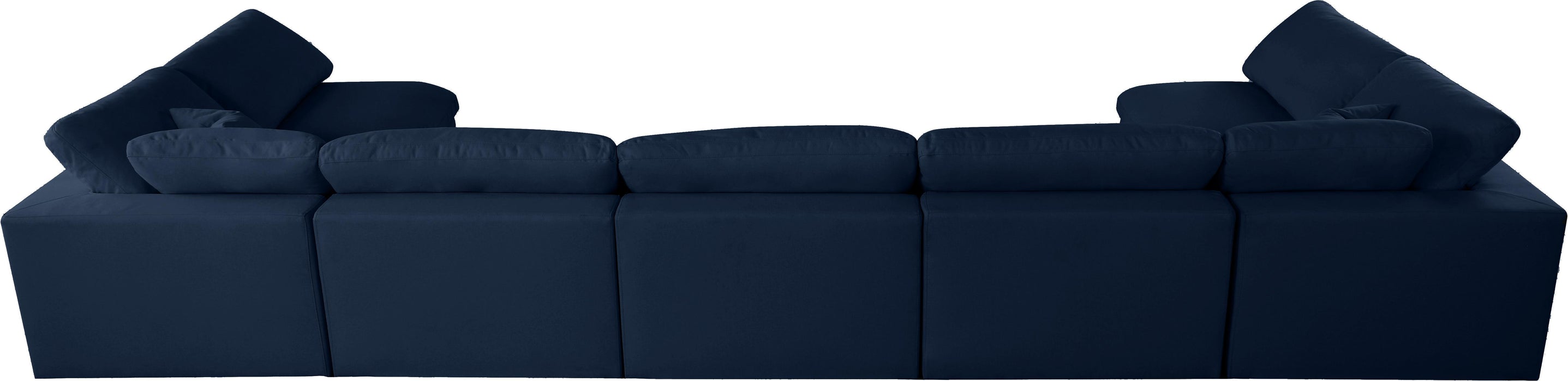 Serene Navy Linen Fabric Deluxe Cloud Modular Sectional