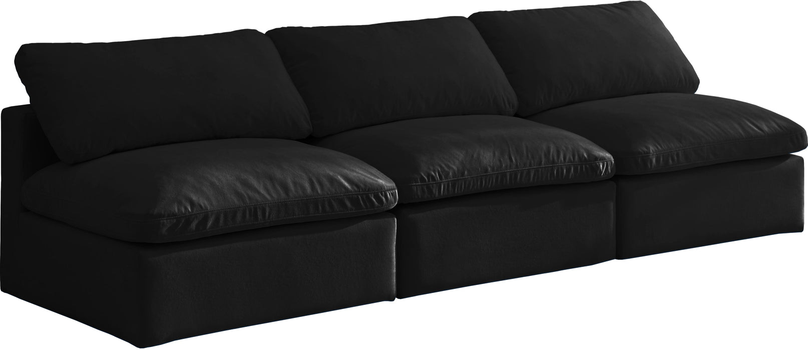 Plush Black Velvet Standard Cloud Modular Sofa