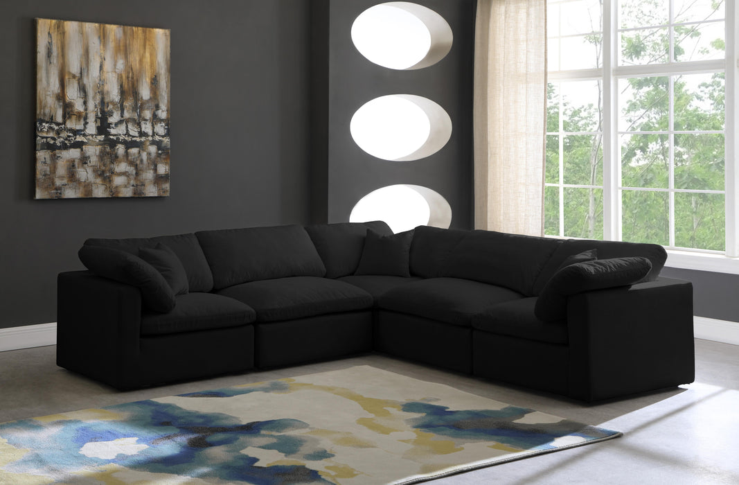 Plush Black Velvet Standard Cloud Modular Sectional